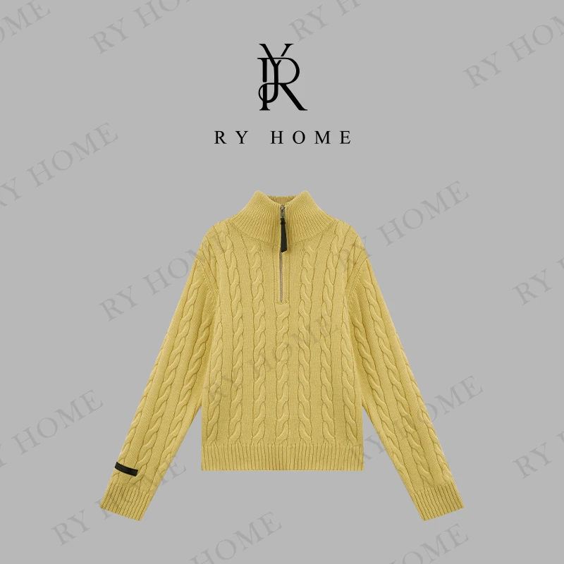 【容雨RYHOME】绞花立领半拉链长袖毛衣243M2701