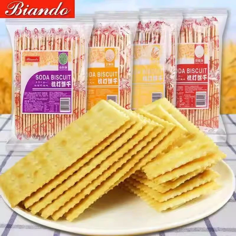 Biando铁尺梳打饼干540g香港品牌海苔香葱奶盐芝麻代餐薄脆零食