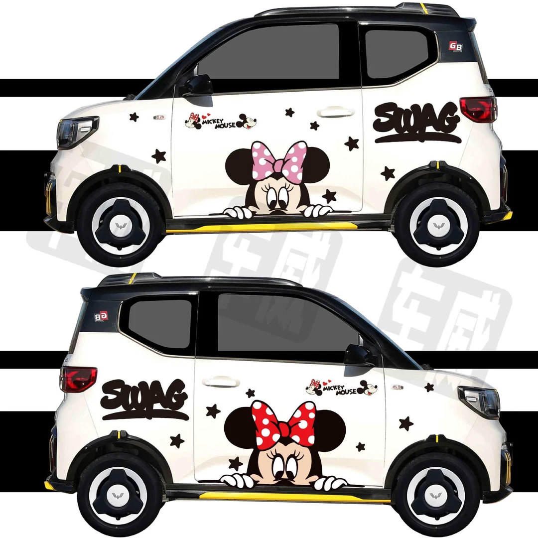 五菱宏光miniev车贴米奇妮马卡龙奇瑞QQ冰淇淋米老鼠卡通车身贴纸