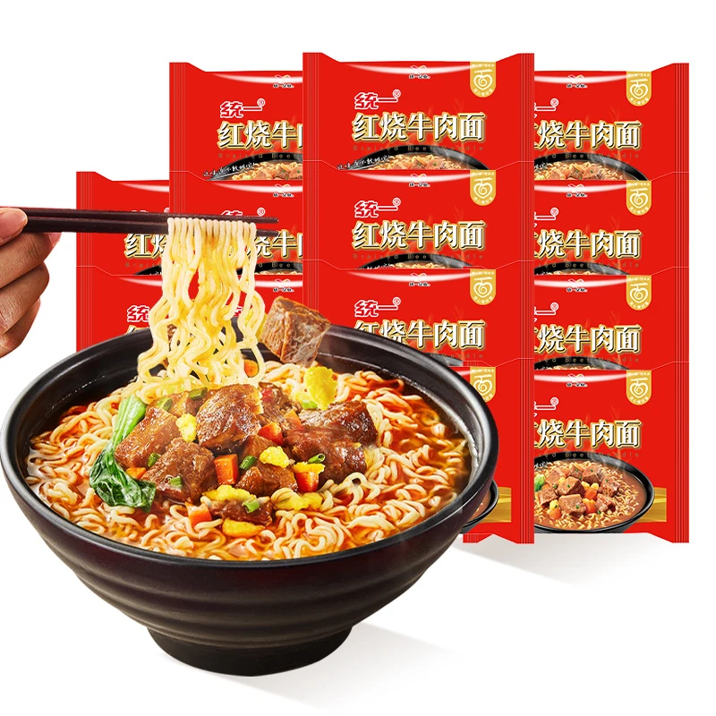 统一红烧牛肉面袋面100g*15袋装正宗泡面速食夜宵充饥方便面