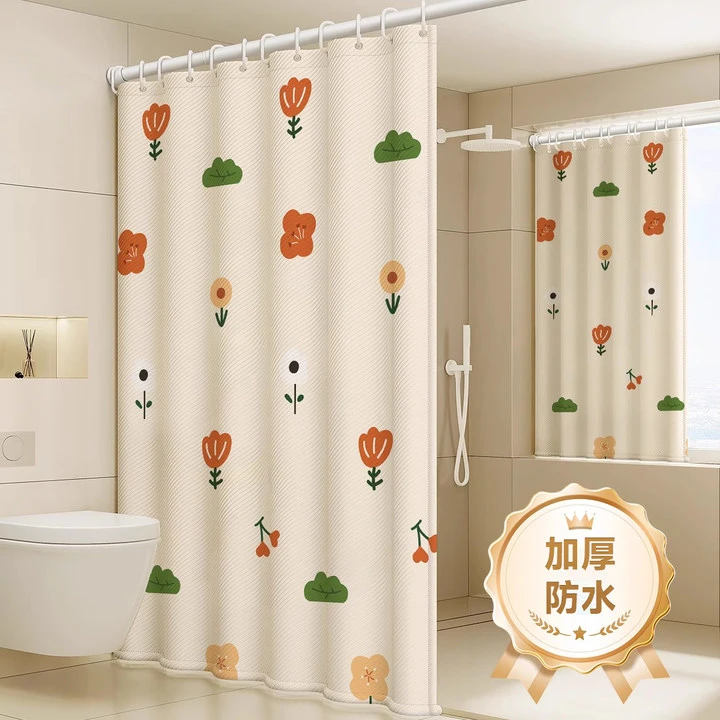 加厚浴帘浴室防水布洗澡卫生间遮挡帘免打孔加厚防霉隔断淋浴帘子