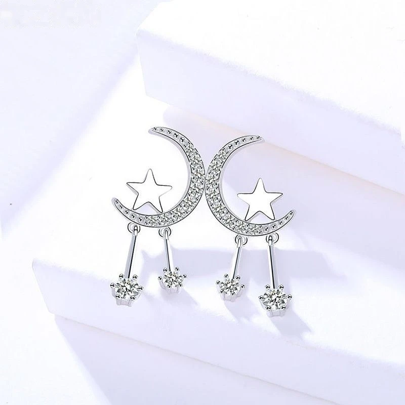 铜合金合成锆石耳饰 【艾思黛】ins星月耳环超仙甜美百搭耳钉-29