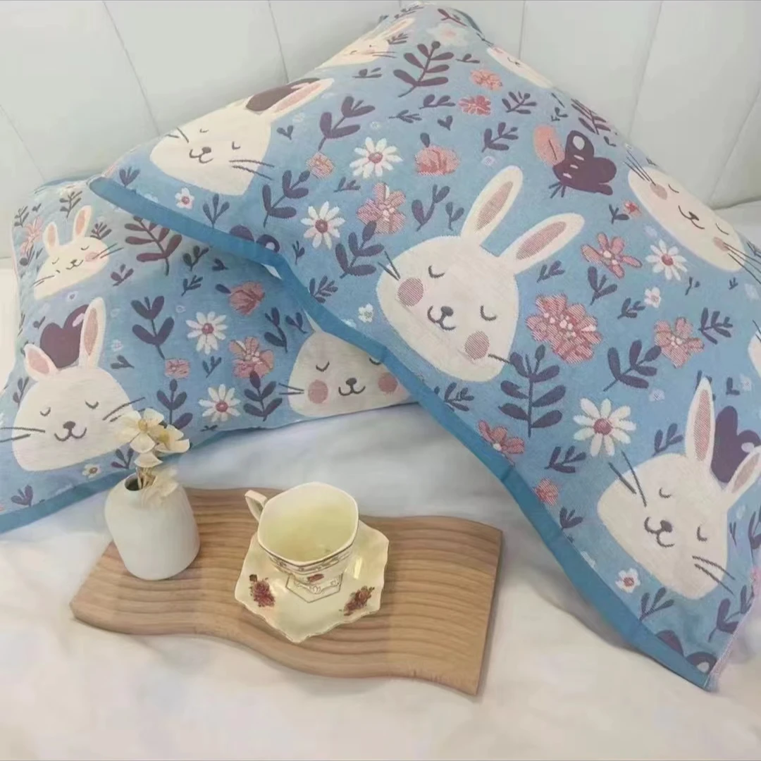【爆款蓝兔子枕巾52*78】吸汗高档透气成人家用加厚高密防滑纱布