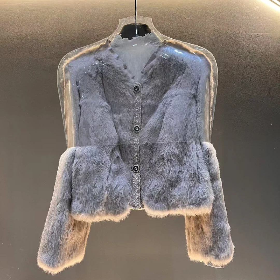 2024年冬季小众设计小香风毛毛外套女短款兔毛保暖显瘦