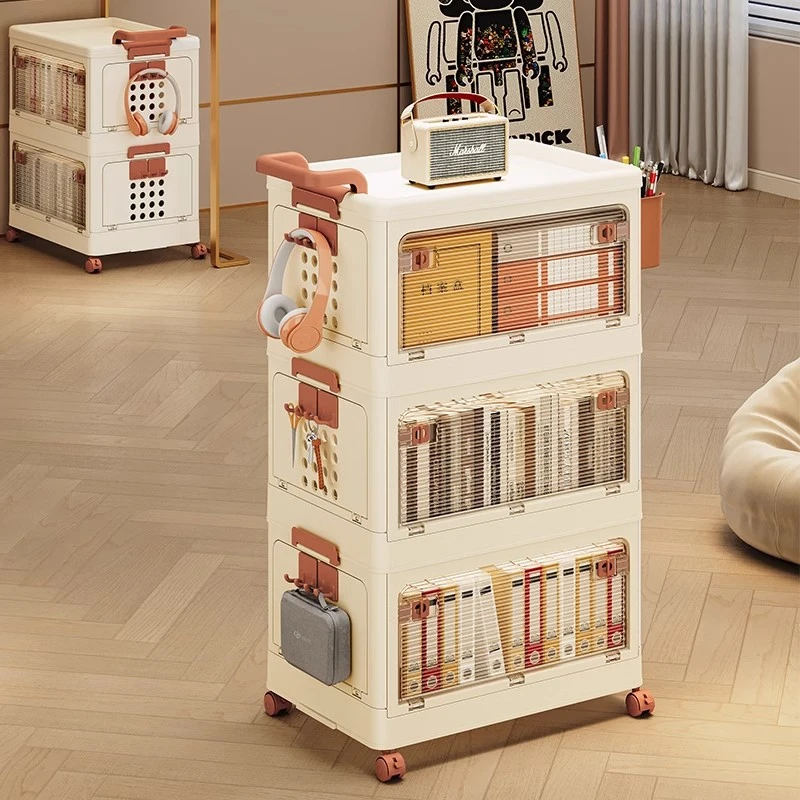 洞洞板小推车置物架零食玩具书本收纳架桌下可移动多层书架储物柜