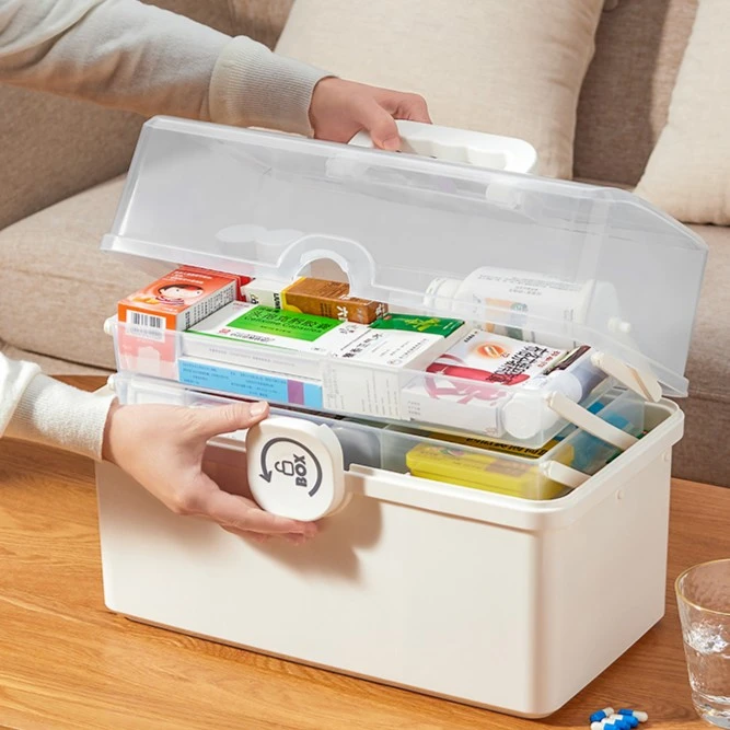 俏洁药箱家庭装多容量药品箱医药箱药品收纳箱多层特大药箱收纳盒