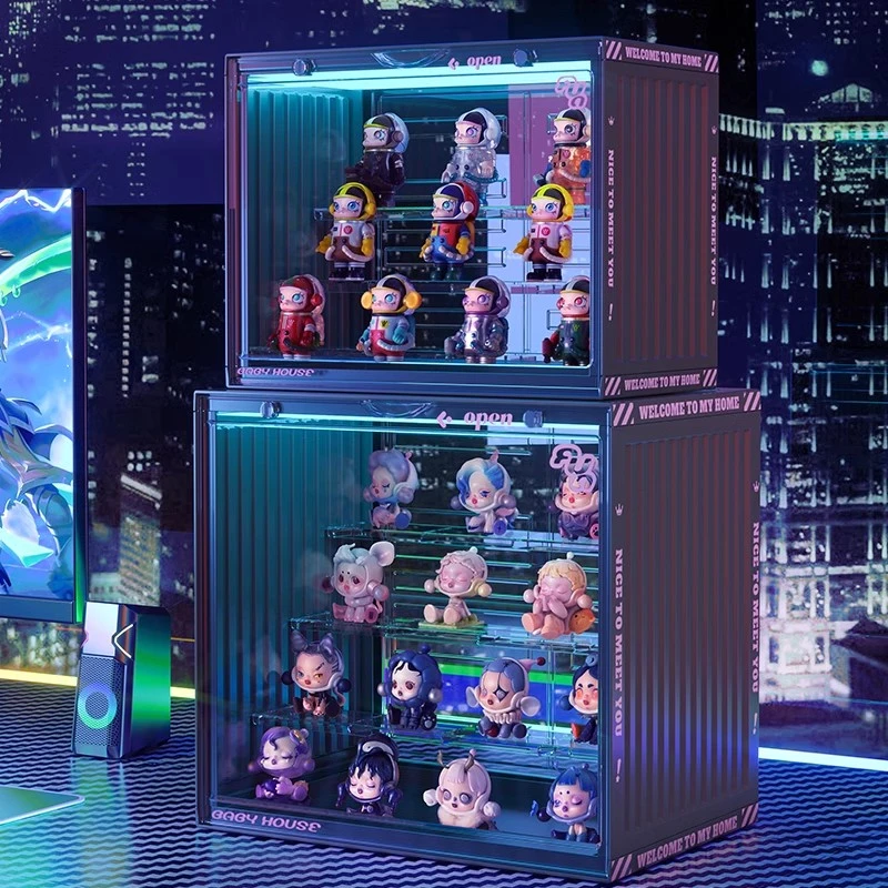 星优盲盒收纳展示架阶梯式大容量集装箱防尘透明泡泡玛特展示盒