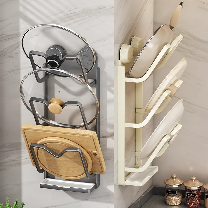 家用多功能吸盘锅盖架厨房免打孔壁挂式案板砧板多层案板收纳架子