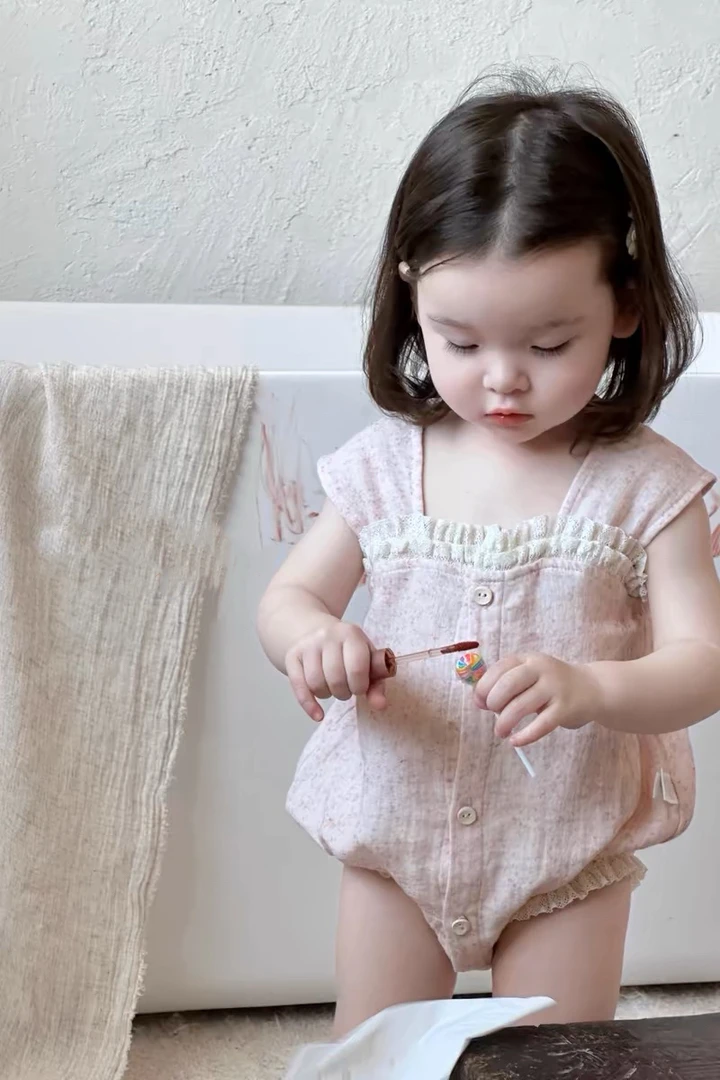 甜美蕾丝花边包屁夏季薄款可爱公主哈衣ins婴儿洋气夏装