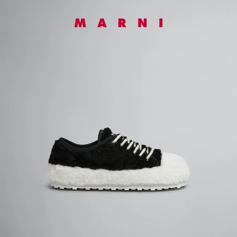 MARNI2024早秋新品TEDDY男士系带毛毛休闲鞋厚底鞋