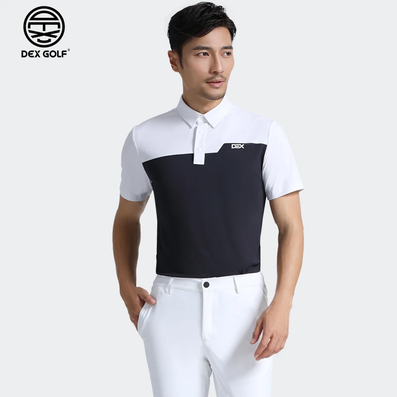 DEXGOLF高尔夫男士短袖T恤1064拼色翻领polo衫速干透气运动