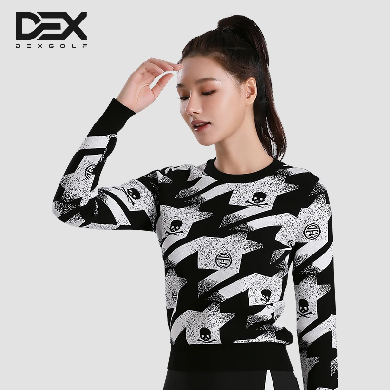 DEXGOLF高尔夫服装女针织衫新款8002秋冬圆领情侣款卫衣长袖衫