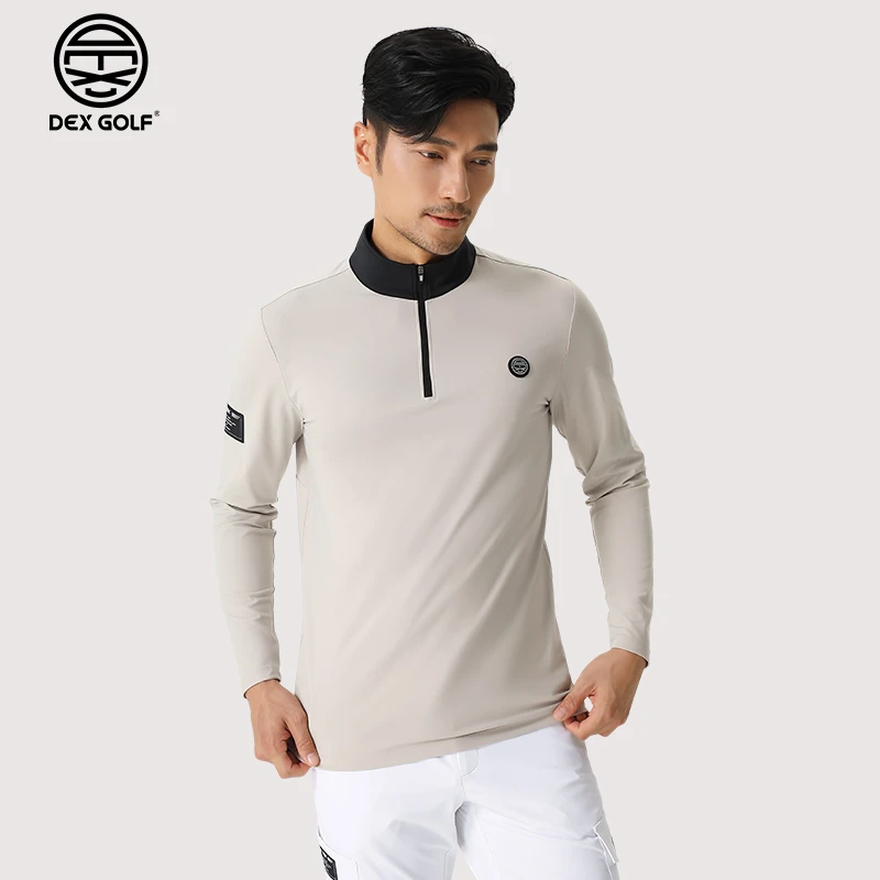 DEXGOLF高尔夫男士长袖T恤秋季1103半拉链立领上衣弹力保暖舒适