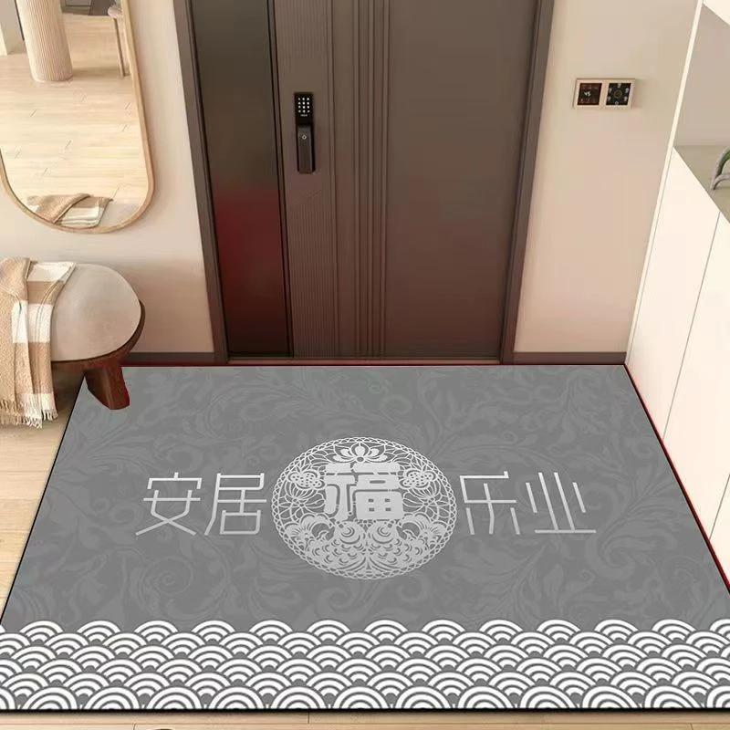 安居乐业福-灰 硅藻泥入户门垫进门垫家用耐脏防滑垫新房门口吸水
