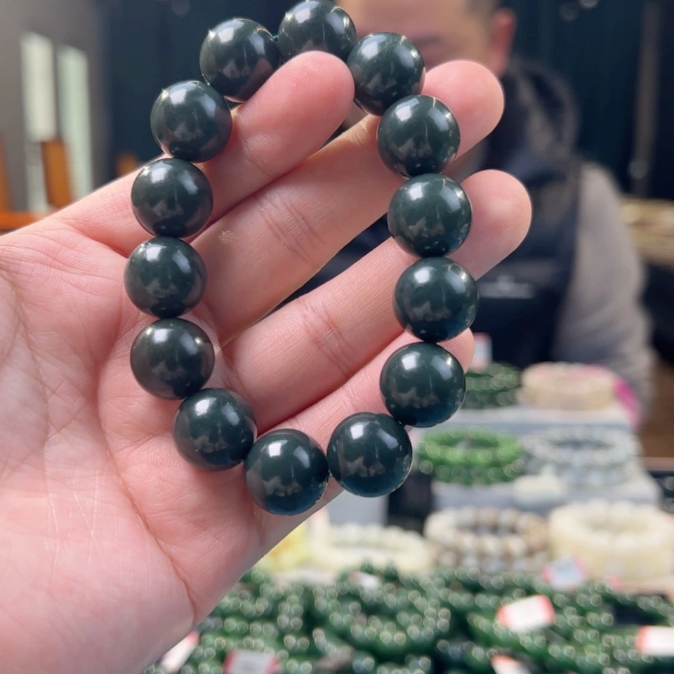 【闪购商品】和田玉手串未镶嵌新疆且末料深瓷蓝多样性发货16