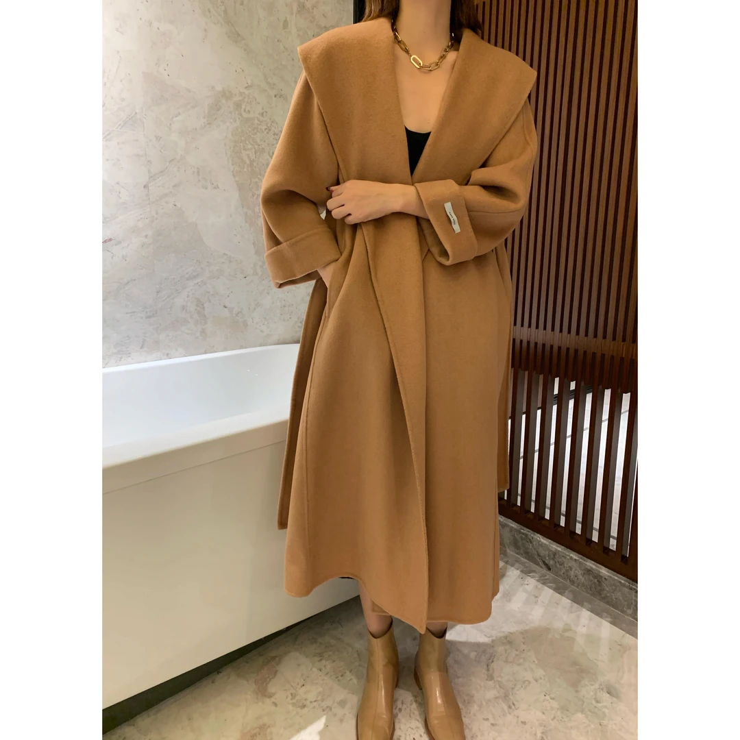 大翻领双面羊绒大衣女中长款2025秋冬新款宽松高端加厚羊毛呢外套