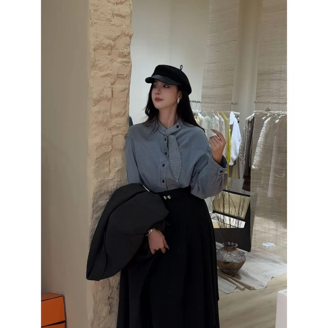 利达 NEW DADADA【巴尔多港】时尚百搭牛仔衬衫TDK3176