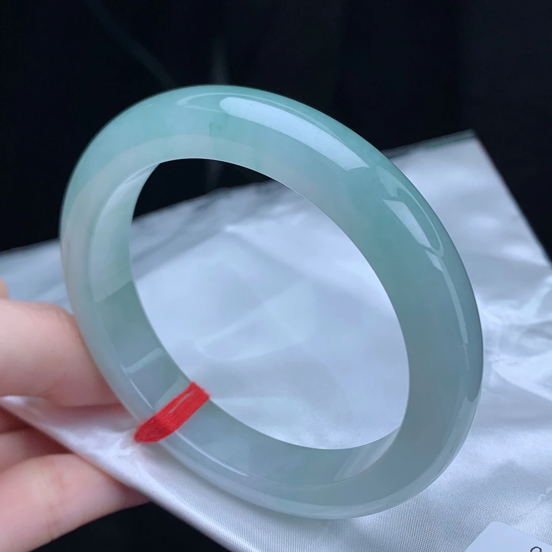 天然缅甸A货翡翠老坑料冰润手镯58圈气质百搭正宗上等玉手镯