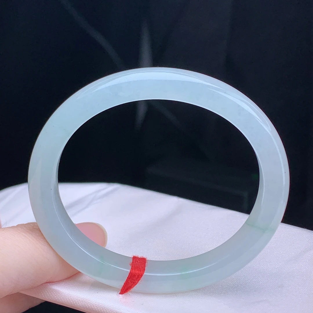 天然缅甸A货翡翠老坑料冰胶手镯贵妃53圈冰清玉洁气质清新甜美