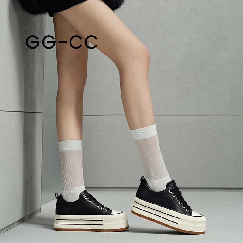 GG-CC【寰球漫步】厚底小白鞋女2024新款百搭休闲板鞋女款8052