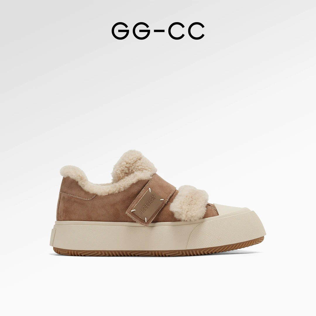 GG-CC【跟高4.5cm】加绒棉鞋冬季厚底通勤百搭圆头潮流休闲板鞋6905