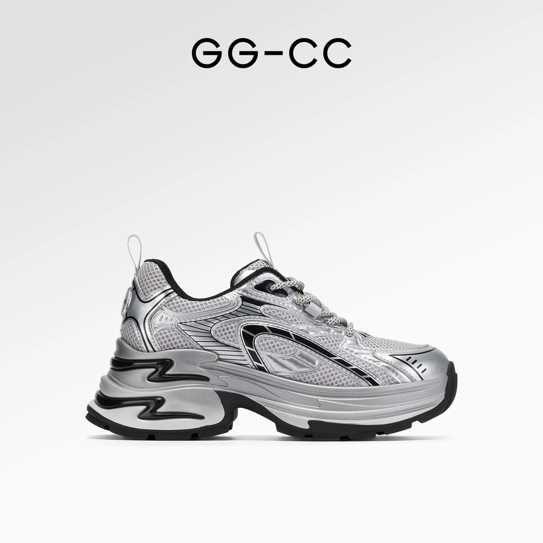 【直播专享】GG-CC时尚加绒厚底老爹鞋银色年秋冬休闲鞋8633/8661