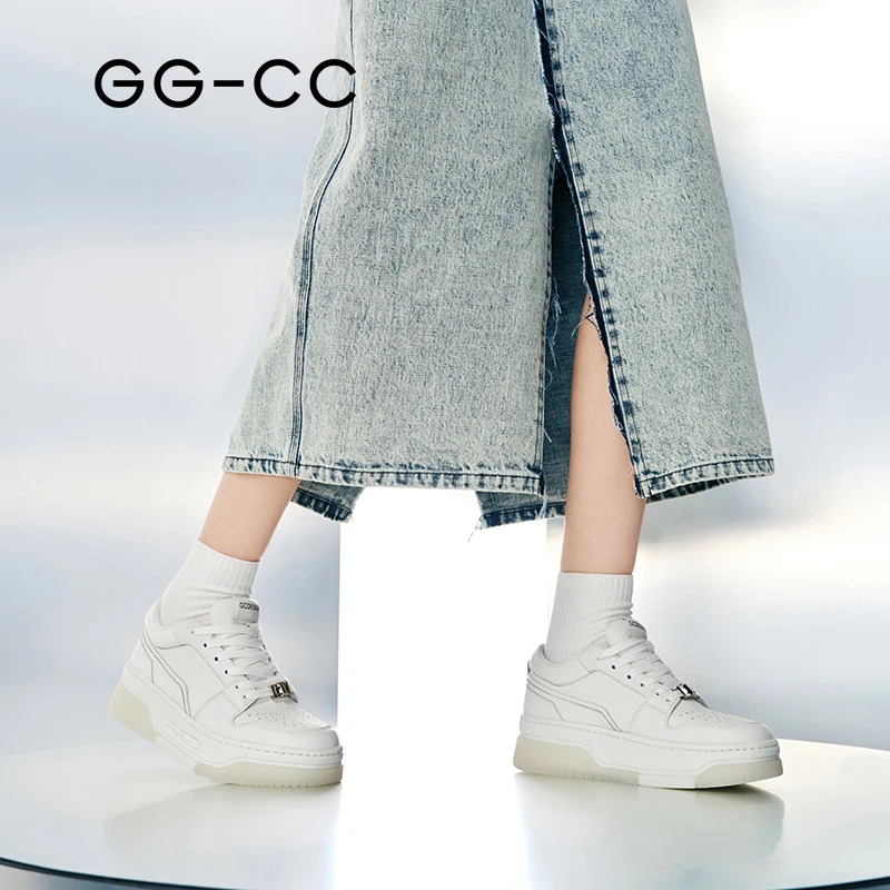 【纯白恋歌】真皮厚底小白鞋女2023新款松糕休闲板鞋面包鞋