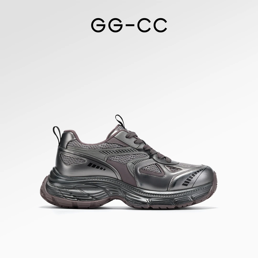 【福利专享】GGCC时尚潮流复古银黑色秋季休闲鞋8659