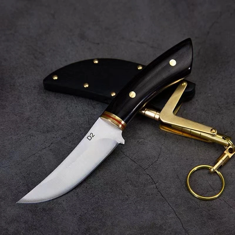 轩辕-实木把鞘多功能钥匙扣瓜果刀便携带户外家用不锈钢EDC合金