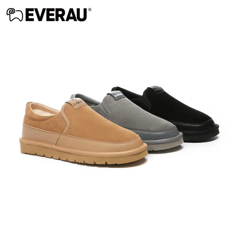 EVERAU冬季男鞋雪地靴保暖舒适平底低帮商务休闲鞋EA5042