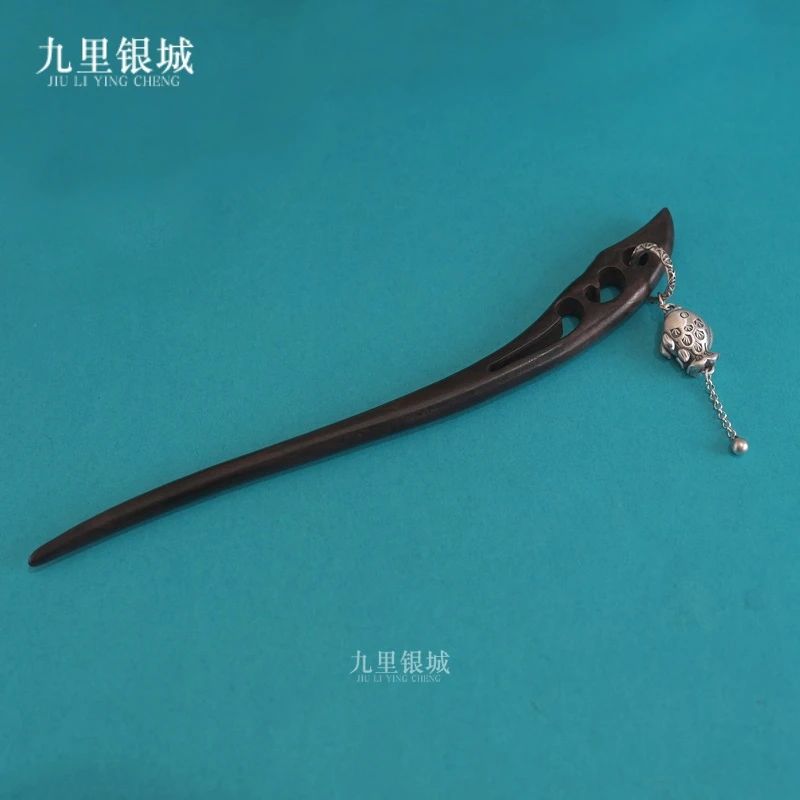 足银木质银制品 黑檀木古典中国风发簪复古风复古风气质簪子百搭