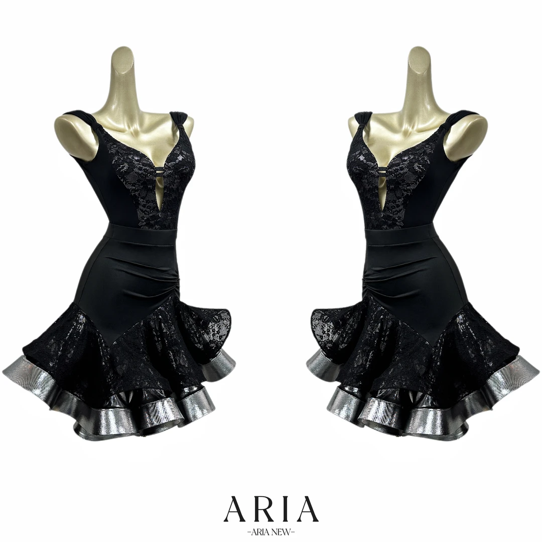 ARIA拉丁舞服新款鱼骨裙重工蕾丝艺考表演服显瘦练功服班服高档女