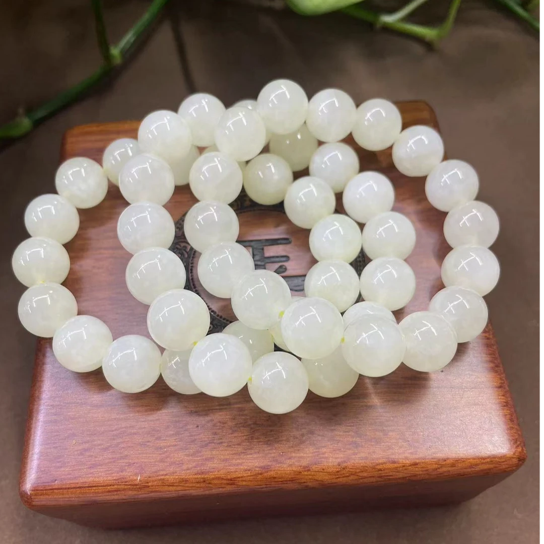 和田玉浅黄口手串K11-12（颜色微区多样性发货拍一发一）