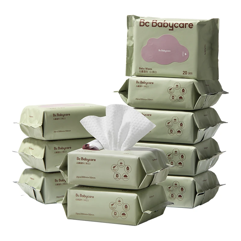 babycare婴儿湿巾紫盖湿巾20抽×10包新生儿婴幼儿加厚整箱湿巾