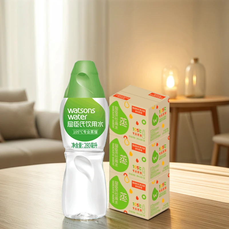 屈臣氏饮用水蒸馏水280ml×12瓶×3箱小瓶便携装夏季补水非矿泉水