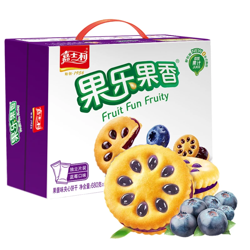 嘉士利果乐果香蓝莓夹心饼干680g×1箱.