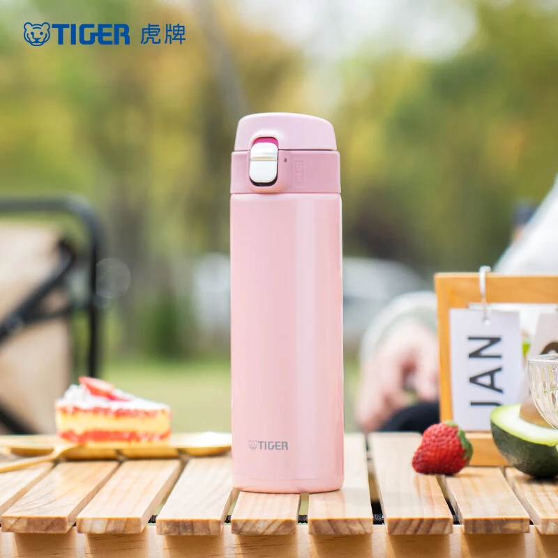 虎牌保温杯480ml不锈钢真空一键开启弹盖杯MMJ-A48C-PB蜜桃粉