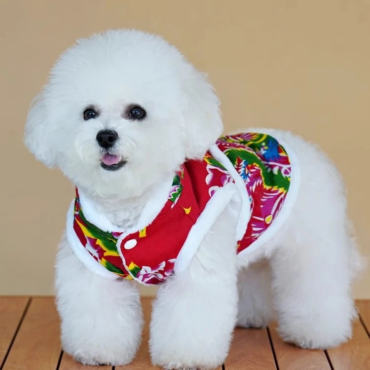 宠物狗狗衣服秋冬装马甲泰迪比熊博美喜庆小型犬冬季保暖加绒棉衣