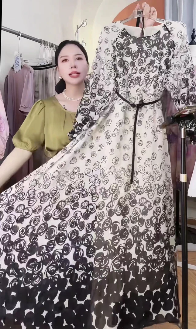 夏季连衣裙女装连衣裙撤柜圆点长款复古连衣裙显瘦气质时尚0099#