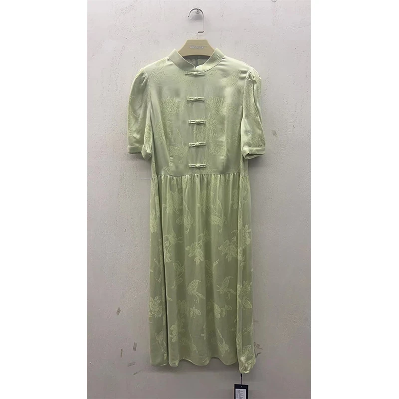 秋凝丝绸桑蚕丝复古气质休闲连衣裙QNS241265