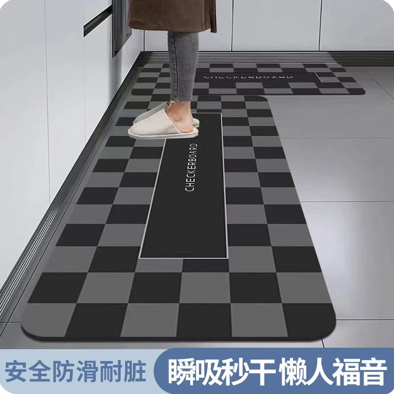 厨房硅藻泥防油可擦免洗家用长条防滑吸水地垫耐脏防水速干免洗垫