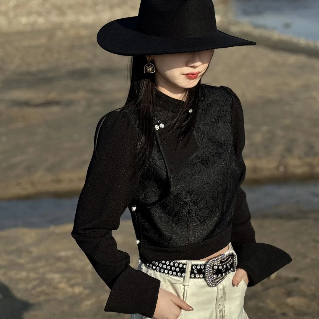 【卓日雅】9905短款修身马蹄袖上衣女外套