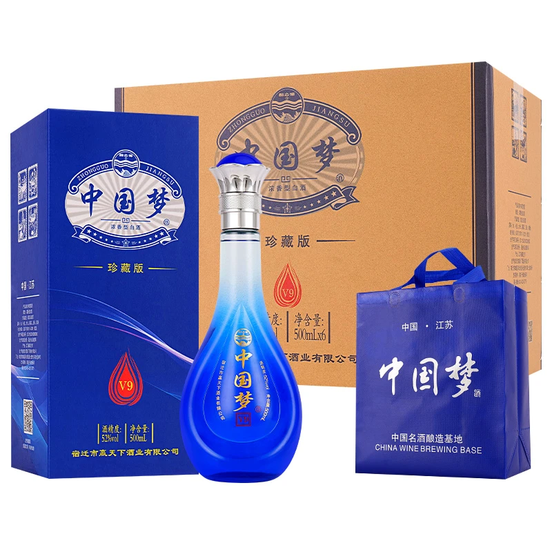 韵之源中国梦纯粮食酿造浓香型白酒整箱6瓶送3个礼袋52度500ml*6