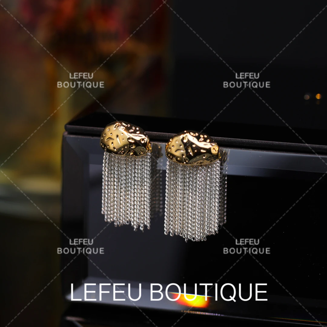 铜合金耳饰 【金色风暴】小众网红气质轻奢百搭金色坠饰耳饰RH2796