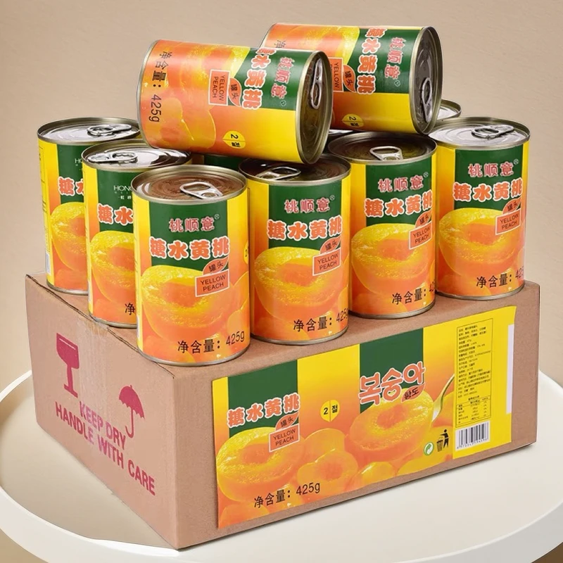 砀山糖水对开黄桃罐头12罐425g整箱包装新鲜水果蜜桃罐头烘焙零食