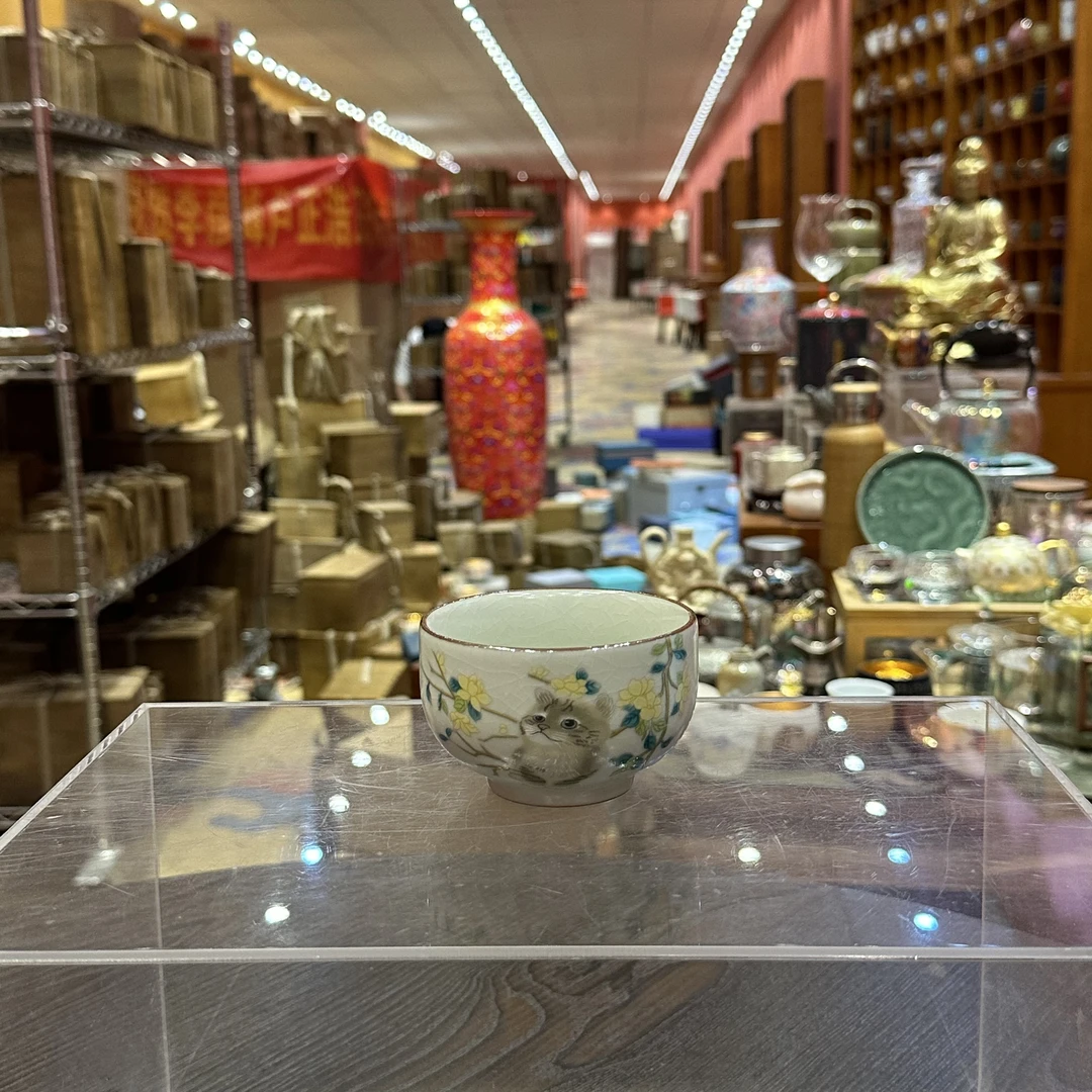 【闪购商品】汝窑开片猫咪主人杯茶杯381307