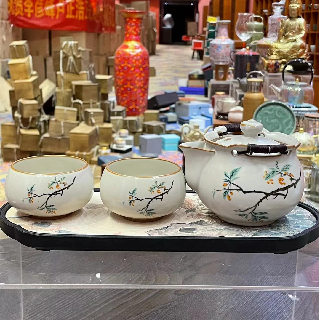 【闪购商品】富贵海棠功夫茶具套装一壶二杯带茶盘一套，999204