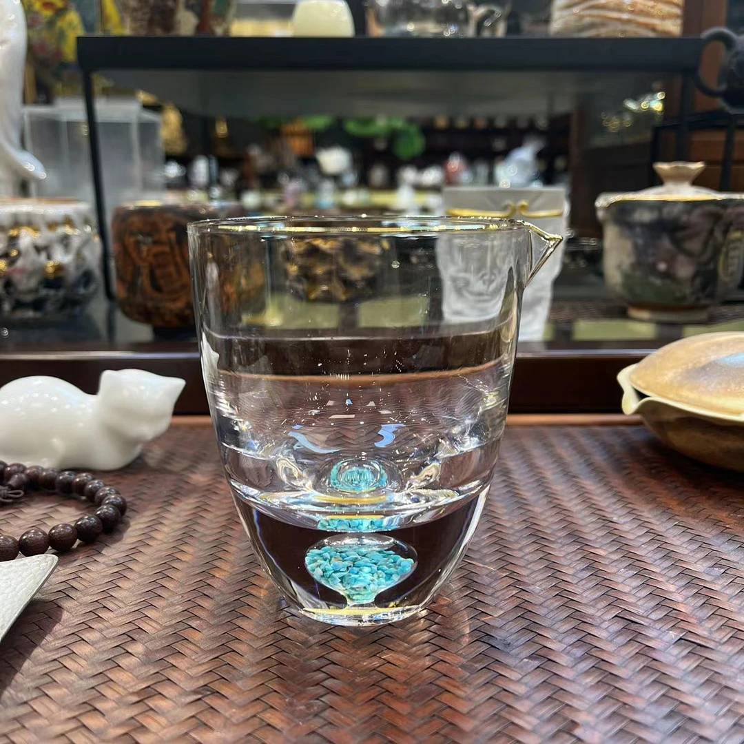 台湾瓘玉松石绿公道杯 高颜值防烫手手抓公杯