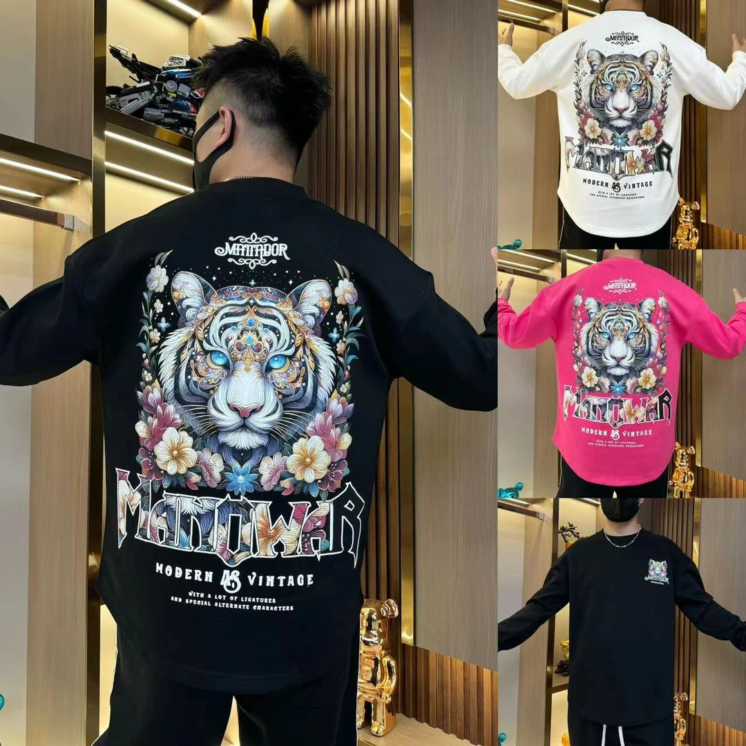 （断码）秋冬季加绒/不加绒卫衣男长袖虎头国潮风图案宽松潮流百搭