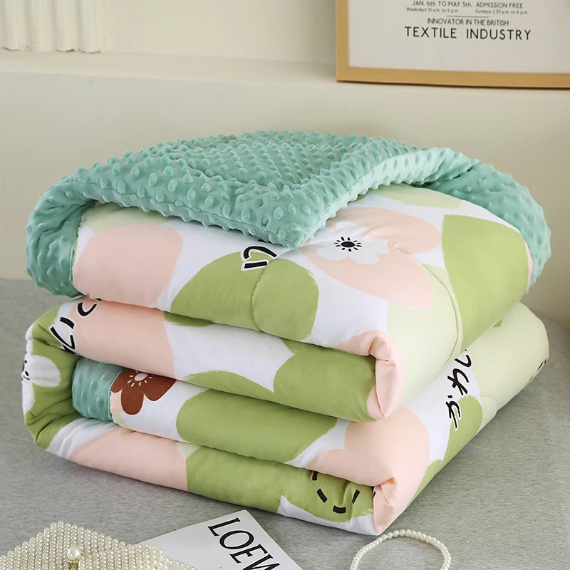 3D安抚豆豆绒被子空调被春秋被加厚冬被四季被单双人盖毯午睡被子